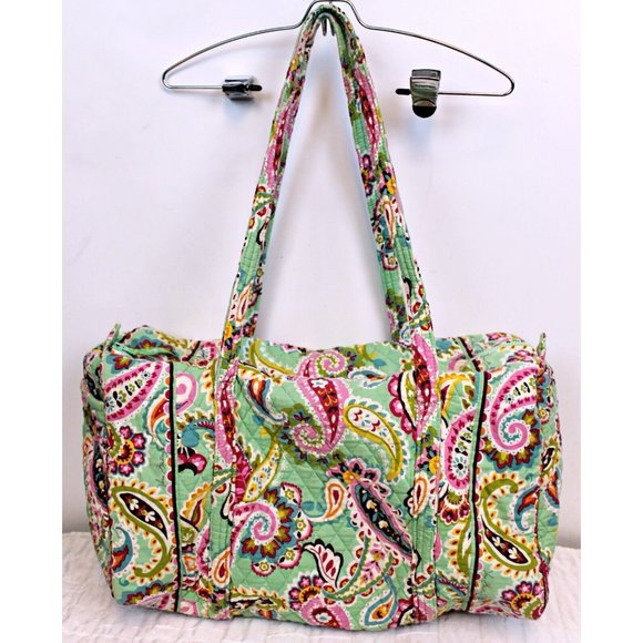 Vera Bradley Duffle Bag Green Paisley Tutti Frutti Spring 2013 Floral Overnight - Picture 3 of 12